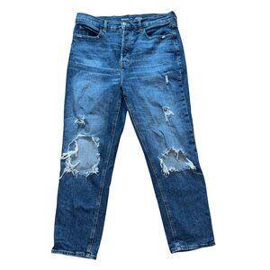 Old Navy Sky-Hi Straight Distressed Denim Jeans-Medium wash-Size 12-GUC